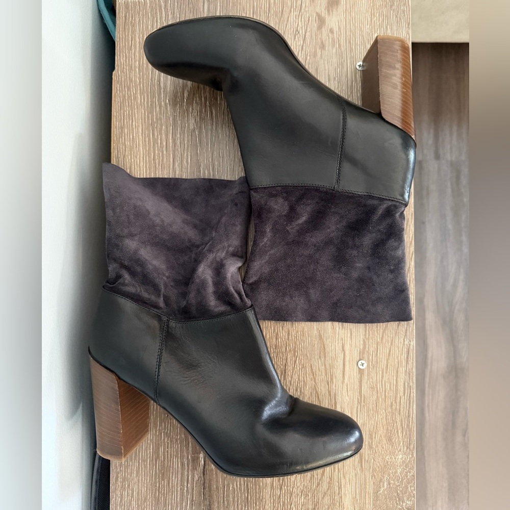 Vince Chase Black Leather And Suede Ankle Boots 8.5 - Picture 2 of 5